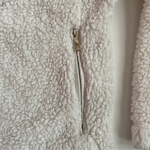 TOMMY HILFIGER Teddy Plush Sherpa Cream Fleece Quarter Zip Pullover Size Small - Picture 11 of 12